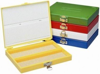 Caja para 100 portaobjetos verde