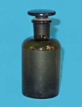 FRASCO DE VIDRIO AMBAR 500ML B/ANGOSTA C/TAPON ESMERILADO