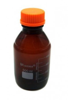 Frasco ambar graduado con tapa rosca 500ml