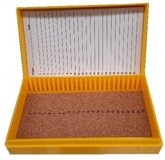 Caja amarilla PP para 25 portaobjetos
