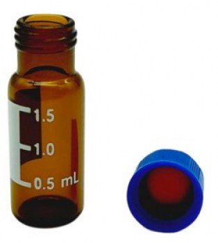 Vial de vidrio ambar para escribir y septa 2ml